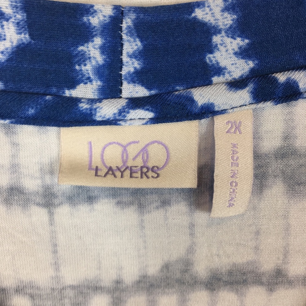 LOGO Lori Goldstein Blue Tie Dye Tunic Top Size 2X FINAL PRICE - Picture 2 of 7